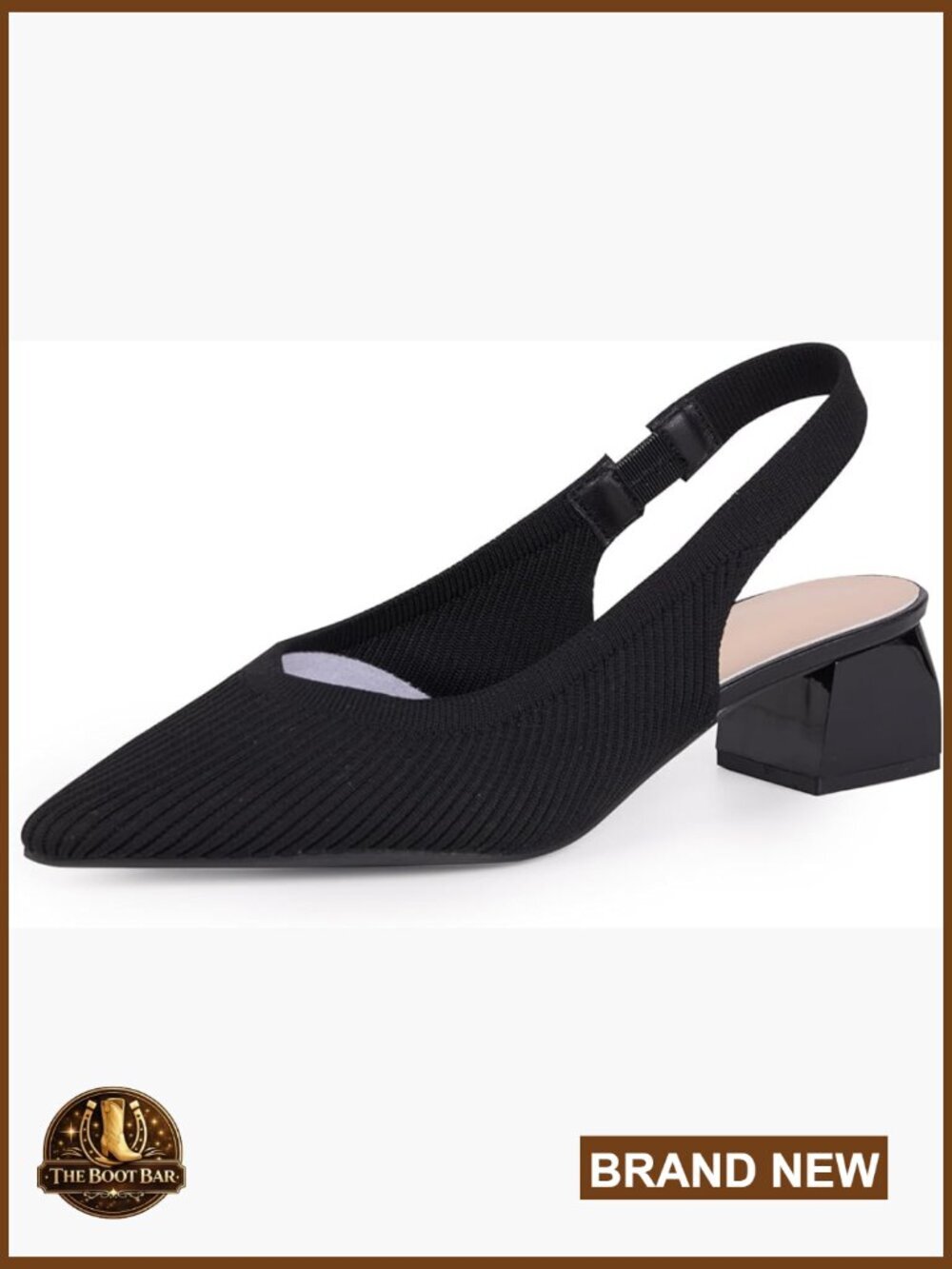 Comfortable Knit Slingback Heels - Low Block Heel Pumps